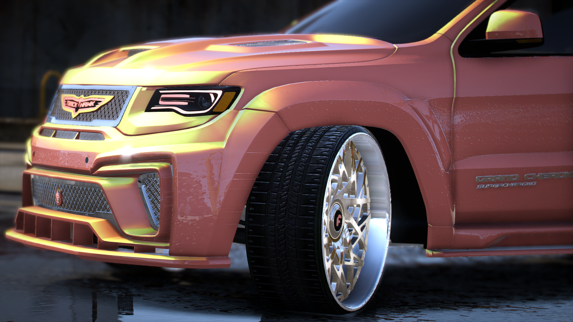 Cj on 32s Peach Trackhawk