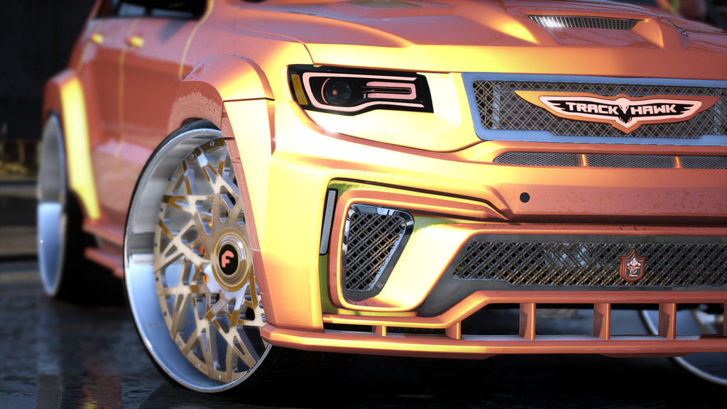 Cj on 32s Peach Trackhawk